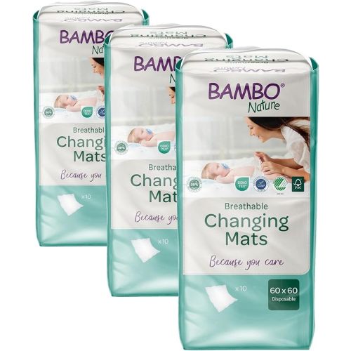 Bambo Nature Changing Mat: Bio-Based, Extra Soft, Ultra Absorbent, and Breathable - 20 Count (Pack of 3)