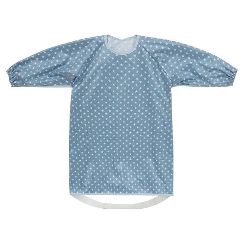 Little Dimsum Long Sleeve Weaning Baby Bib Mess-Proof Feeding Smock Bibs for Babies,Adjustable Waterproof Apron Full Cover Baby Eating Bib(Blue-star)