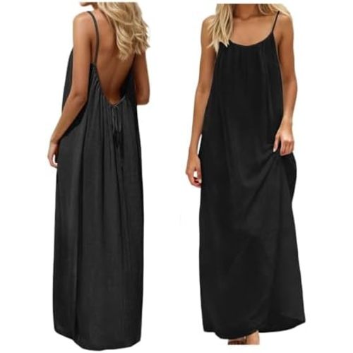 Backless Cami Dress Backless Dress House Dress for Women Sleeveless Long Cami Lounge Dress Backless for Indoor Summer Wear
