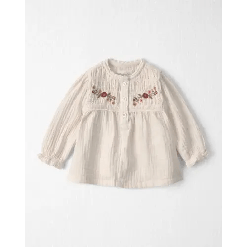 Baby Girl Organic Cotton Embroidered Gauze Top - Little Planet | Carter's