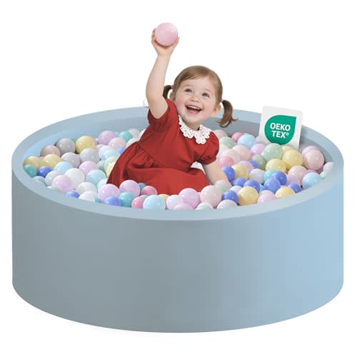 Zedachica Ball Pit for Toddlers 35.43''x11.81 Baby Ball Pits Soft Memory Foam Ball Pit Round Kids Ball Pit Indoor Game Kids Play Ball Pool Ideal Gift for Girls and Boys (Lightblue, NO Balls)