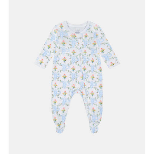 Roller Rabbit x Hill House Infant Zipper Footie - Blue Floral Monkey T – Hill House Home