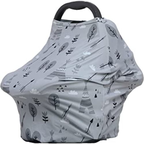 Multi-use Cover Carseat Canopy - Car Seat Covers for Babies, Breastfeeding Cover (Grey Grove)