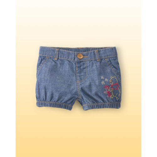 Baby Girl Disney© Winnie the Pooh Chambray Embroidered Bubble Shorts - Medium Wash - OshKosh B'gosh | Carter's