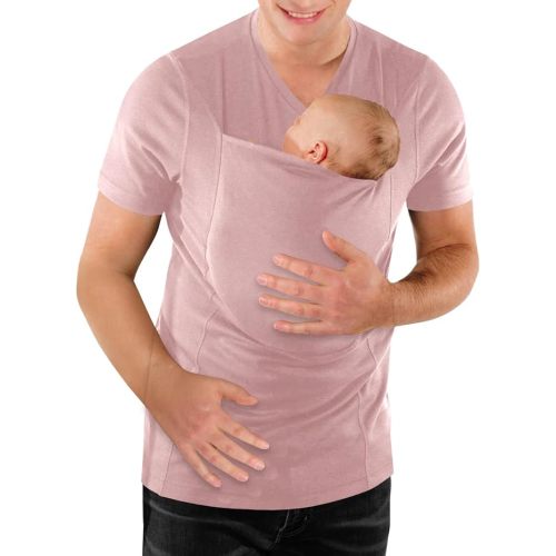 Mens Dad Shirts Baby Carrier Shirt Short Sleeve Skin to Skin New Dad Gifts T-Shirt with Pocket