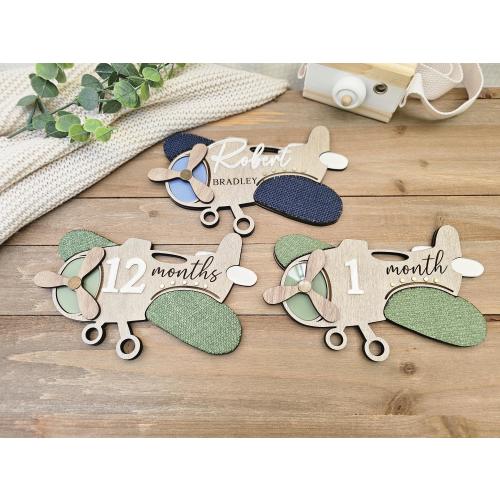 Airplane Baby Milestone Marker | Vintage Aviation Nursery Decor, Photo Prop