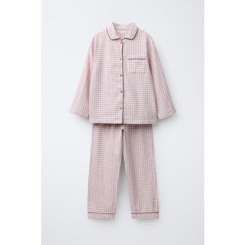 AGES 6-14 / GINGHAM FLANNEL PAJAMAS - Pink | ZARA United States