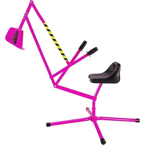 Ride-On Excavator Sandbox Digger Outdoor Toy for Kids, Metal Construction, 2-Handed Controls, 360-Degree Rotating Seat, Pink