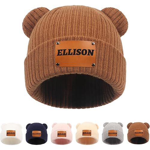Personalized Name Newborn Beanie Hat, Custom Warm Newborn Hats, Personalized Winter Knit Hats for Infant Baby