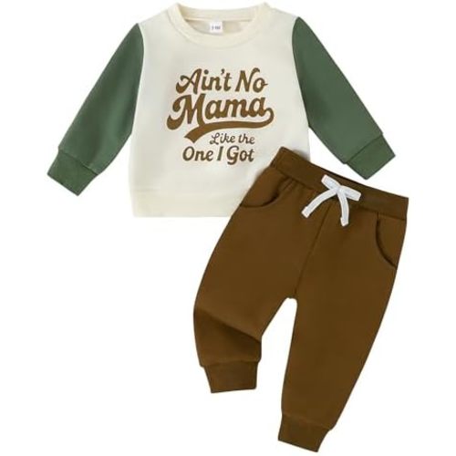 Toddler Baby Boy Clothes Funny Words Long Sleeve Pullover Sweatshirt Joggers Pants Set 2Pcs Fall Winter Outfits