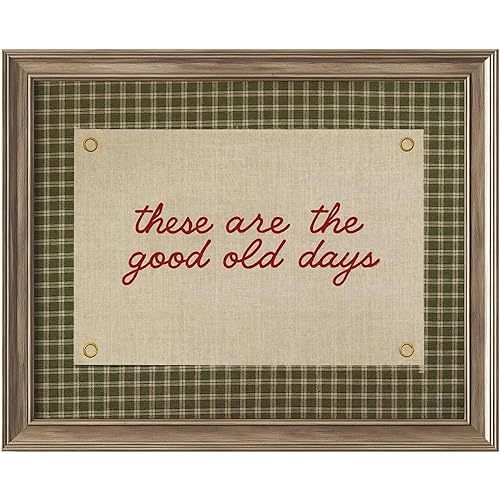 These Are the Good Old Days Wall Art Print, Rustic Farmhouse Quote Print, Vintage Plaid Pattern Inspirational Decor, Cozy Country Home Artwork, Unframed Retro Typography Sign (8X10 Inch-Unframed)