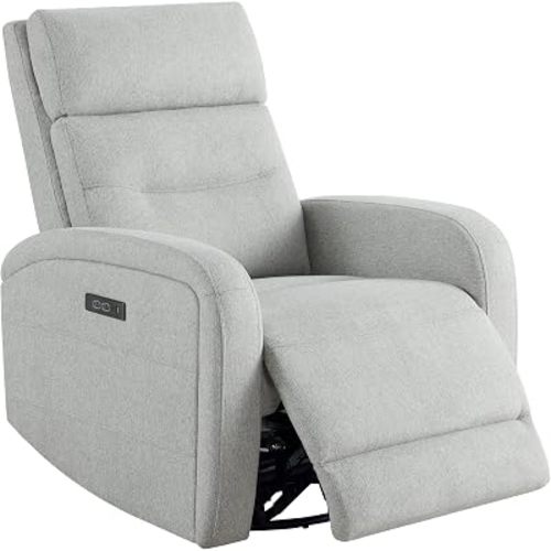 Watson & Whitely Swivel Recliner with Power Headrest, Fabric in Dove Grey