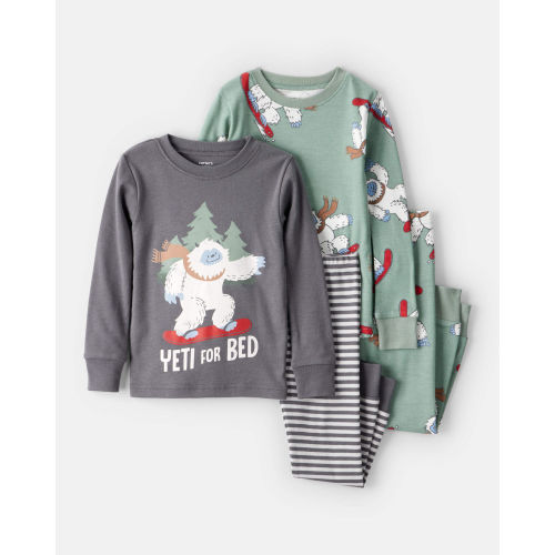 Baby Boy Yeti Print 100% Cotton Long-Sleeve Snug Fit 4-Piece Pajamas - Green/Grey - Carter's | Carter's