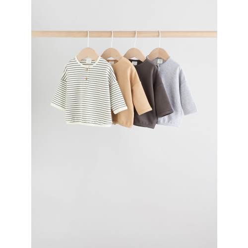 Mono Stripe Baby Long Sleeve T-Shirts 4 Pack (0mths-2yrs)