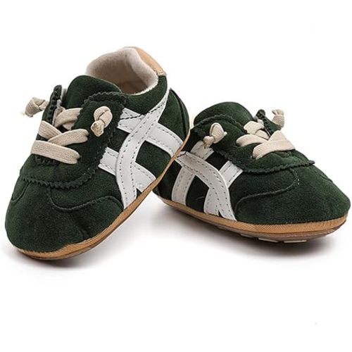 Newbron Baby Boys Girls Retro Sneakers Pu Leather Rubber Sole Walking Shoes Toddler Non-Slip First Walkers Infant Slippers Crib Shoes