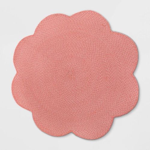 54" Braided Scallop Kids' Rug Rose Pink - Pillowfort™: Cotton Flower Shape, Flat Pile, Playroom & Nursery Use