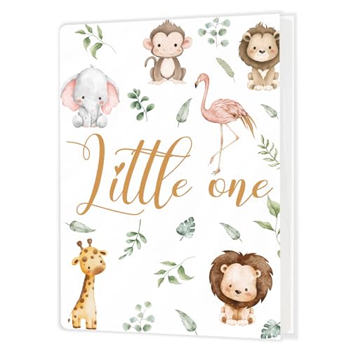Cabana Bro Little One Baby Photo Album Holds 36 4x6 Photos, Watercolor Jungle Safari Animal Small Photo Album Memory Keepsake Gift for Baby Shower Newborn Toddler Boys Girls