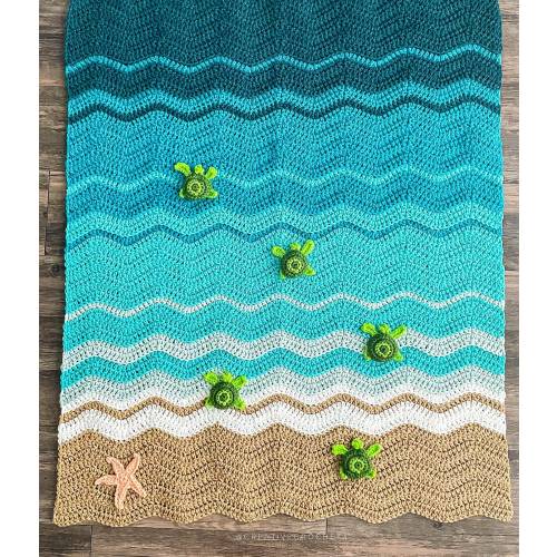 Sea Turtle Beach Ocean Themed  Baby Blanket | Baby Shower Gift | Baby Blanket | Gift  | Ripple Blanket | Ocean Baby Blanket
