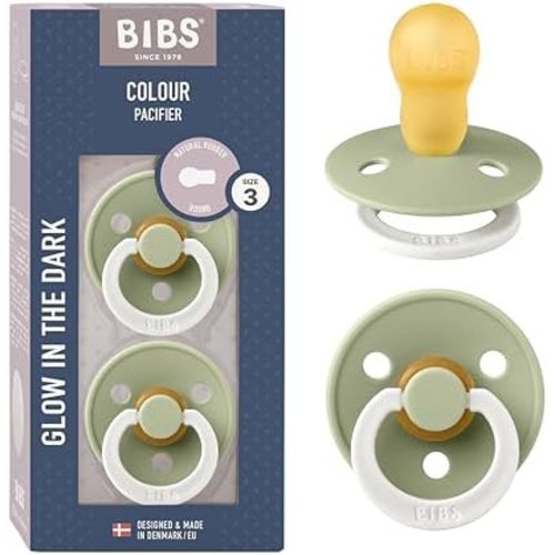 Bibs Colour Pacifier 2-Pack | BPA Free Soother, Round Nipple. Natural Rubber Latex,