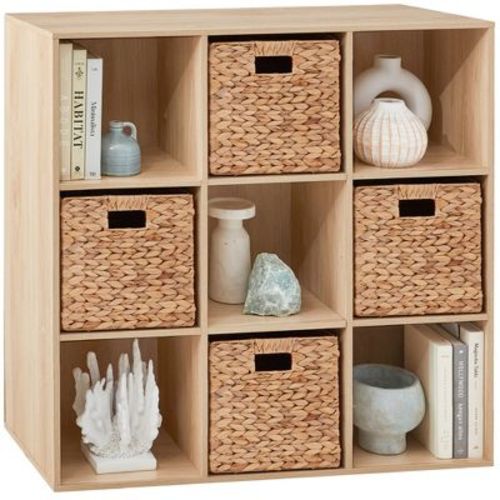 Best Choice Products 9-Cube Bookshelf, 11in Display Storage Organizer w/ 3 Removable Back Panels - Light Oak