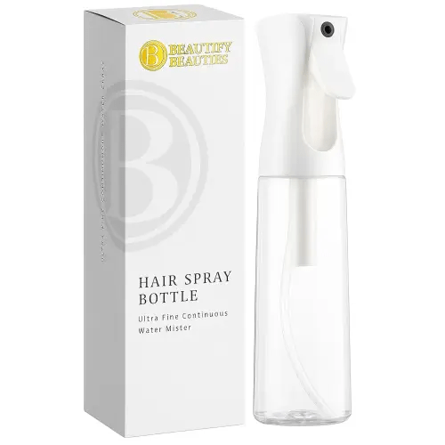 BeautifyBeauties Spray Bottle For Hair – Continuous Mister Spray Bottle for Hairstyling, Cleaning, Plants, Pets, Barbers, Salons, Essential Oil Scents (10.1 Ounce)