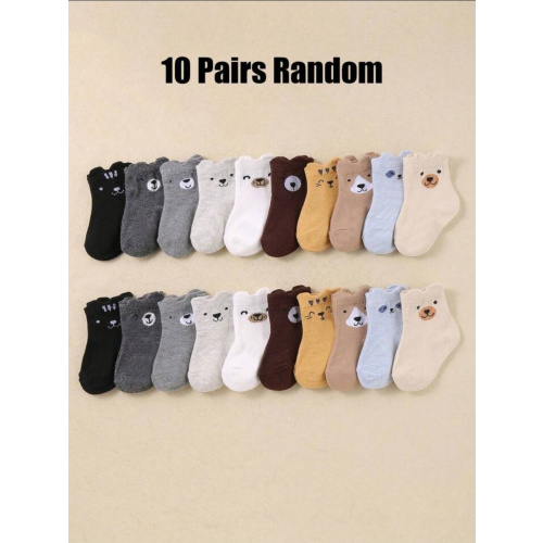 20/10/6 pares de calcetines lindos para bebé, con patrón de oso de dibujos animados, unisex para bebés, estilo minimalista cómodo y casual, adecuado para bebés de 0 a 36 meses en todas las estaciones, calcetines para bebés, calcetines para recién nacidos,