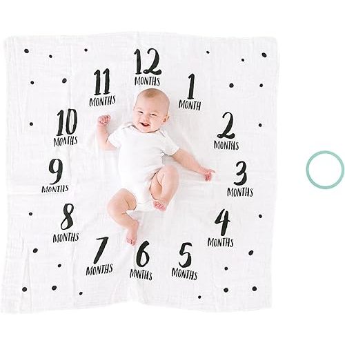 Pearhead Baby Milestone Blanket, Newborn Monthly Milestone Photo Prop, Baby Girl Or Baby Boy Keepsake Gift, New or Expecting Mom Gift, Large, Polka Dot
