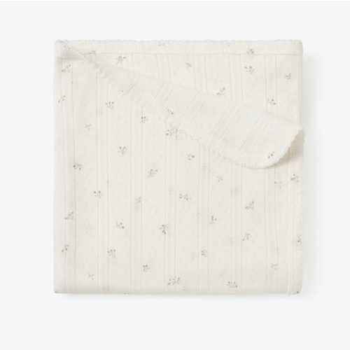 White Floral Organic Cotton Pointelle Baby Blanket