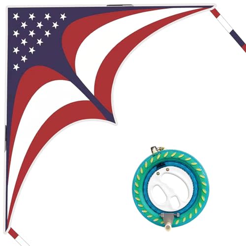 Mint's Colorful Life 60'' Delta Kite With 7.1in Reel Winder, Easy Flying & String Spool for Kids & Adults, Best Beach Set for Beginners