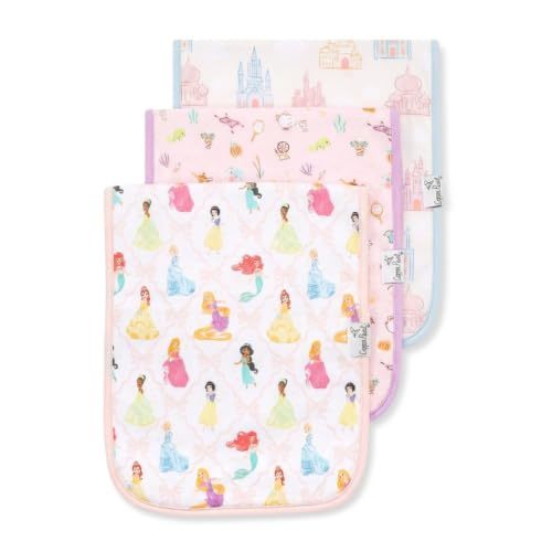 Copper Pearl Baby Burp Cloths 3 Pack, Cotton Burp Cloths, Absorbent Spit Up Rags, Disney Princess Set