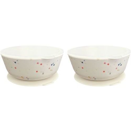 Weesprout Suction Bowls for Baby & Toddlers, 100% Silicone with Plastic Lid, 12 oz - Confetti, Set of 2