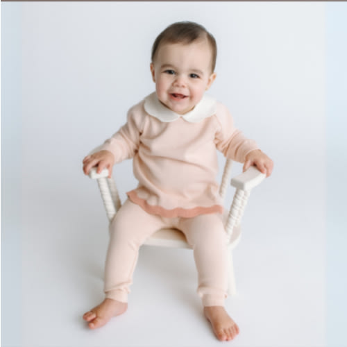 Scalloped Contrast Trim Knit Set | Feltman Brothers