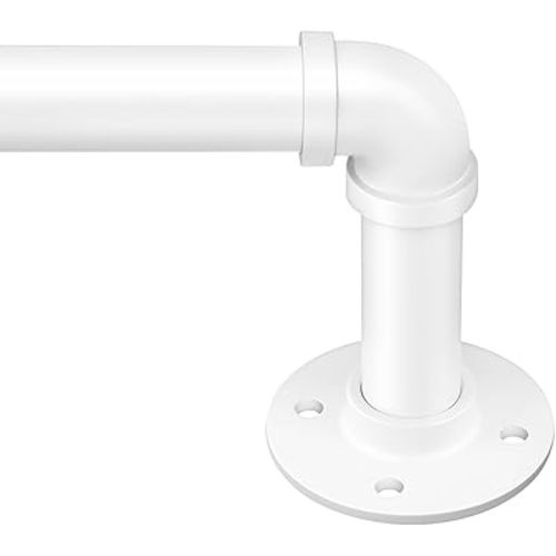 Zeerobee 1 Inch Industrial Wrap Around Curtain Rods, White, 48"-86"
