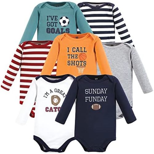 Hudson Baby baby-boys Cotton Long-sleeve Bodysuits 7-pack