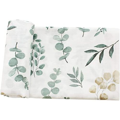LifeTree Soft Bamboo Cotton Muslin Receiving Blankets - 5.eucalyptus