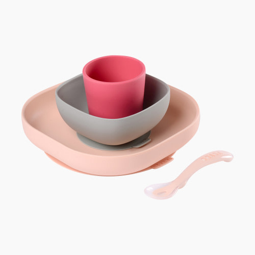 Beaba Silicone Suction Meal Set (Pack of 4) - Pink