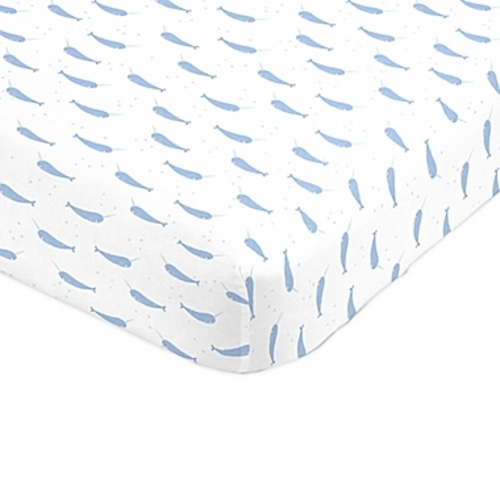 NoJo® Narwhal Fitted Mini Crib Sheet in  - Blue