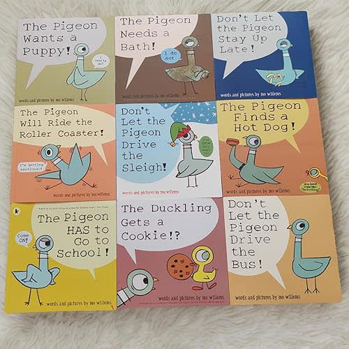 9PCS Mo Willems Pigeon Books Dont Let The Pigeon Drive The Bus Book Series Set Paperback, Pigeon Books Collection for Kids