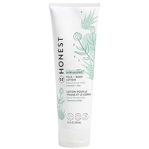 The Honest Company Hydrating Face + Body Lotion | Fast Absorbing, Naturally Derived, Hypoallergenic | Fragrance Free Sensitive, 8.5 fl oz