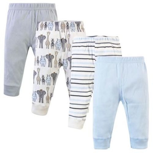 Hudson Baby Basics Infant Boy Comfy Cotton Pants 4-Pack, Wild Blue Expedition, 6-9 Months
