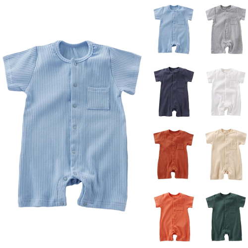 Summer Savings Clearance 2025 Bovxnpu Baby Girl Bodysuit, Infant Baby Cotton Bodysuits, Children's Solid Color Round Neck Short Sleeved Jumpsuit Baby Summer Breathable Bag Fart Jacket 3 Months