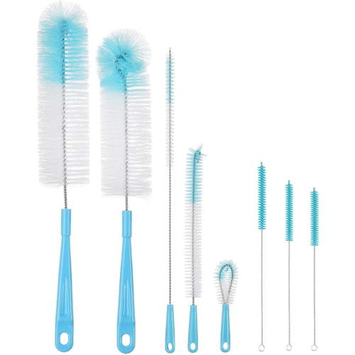 8 Pack Blue Bottle Cleaning Brush Set, Long Handle Bottle Cleaner for Wine/Beer Bottles, Tumbler, Sports Water Bottles, Kettle/Lid, Straw