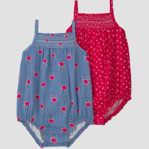 Carter's Just One You® Baby Girls' 2pk Patterned Americana Romper - Blue/Red 3M