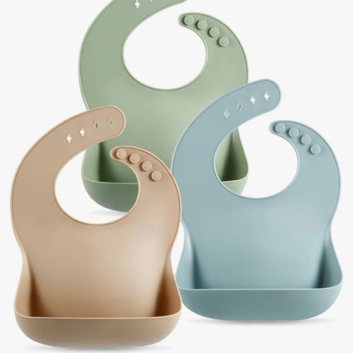 PandaEar Set of 3 Silicone Baby Bibs Waterproof, Soft, Unisex, 10-72 Months