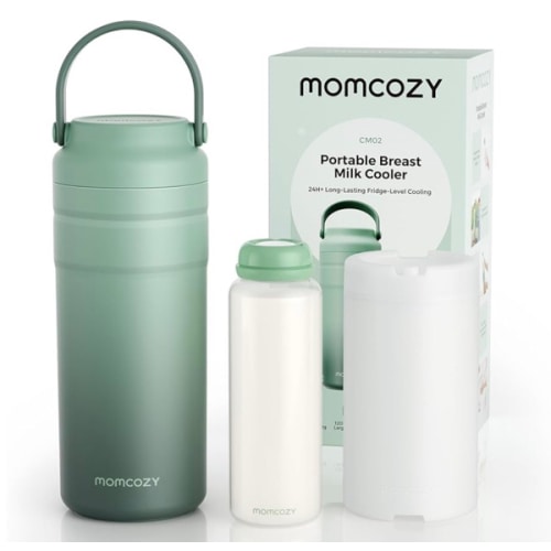Momcozy Portable Breast Milk Cooler for Travel, 24H Ice-Free Cooling Breastmilk Storage Bottles Container, 12oz Leak Proof Outdoor Small Freezer, Baby Breastfeeding Essential Gift for New Moms