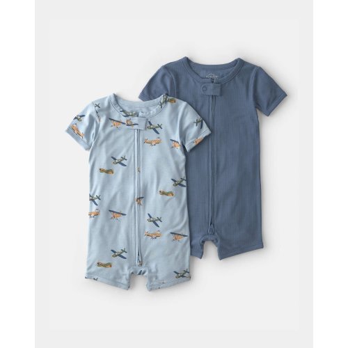 Baby Boy 2-Pack PurelySoft™ Vintage Plane Rompers - Blue | Carter's