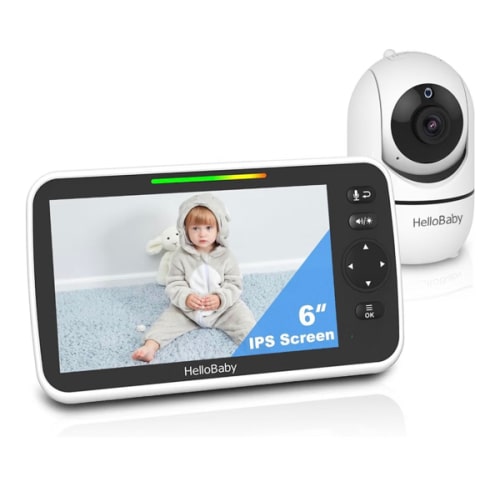 Amazon.com: HelloBaby 6'' World First IPS 30H Battery Split-Screen Video Baby Monitor with Camera and Audio, No WiFi, Pan-Tilt-Zoom, VOX, 2-Way Talk, Night Vision, 8 Lullabies, 1000ft, for New Parents/Elderly