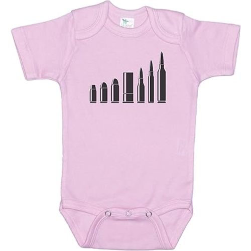 Gun Baby Onesie/Bullets/Tactical Bodysuit/Super Soft Romper/Sublimated Design (Pink Short Sleeve, 0-3M)