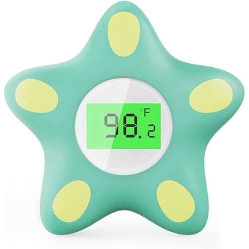 Baby Bath Thermometer, Infant Digital Water Thermometer Safety with 3 Color Backlit and Temperature Warning, Floating Toy for Infant, Toddler, Bathtub, Swimming Pool (Green)