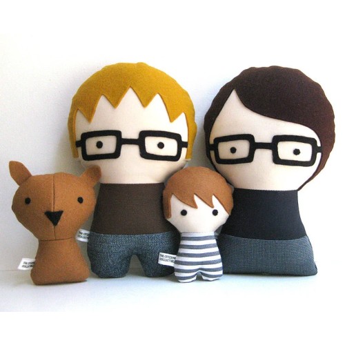 Handmade Personalized Family Dolls with Dog